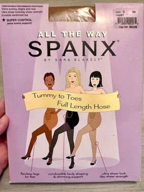 SPANX All The Way Super Control Tummy to Toes Full Length Hose Nude1 Size D